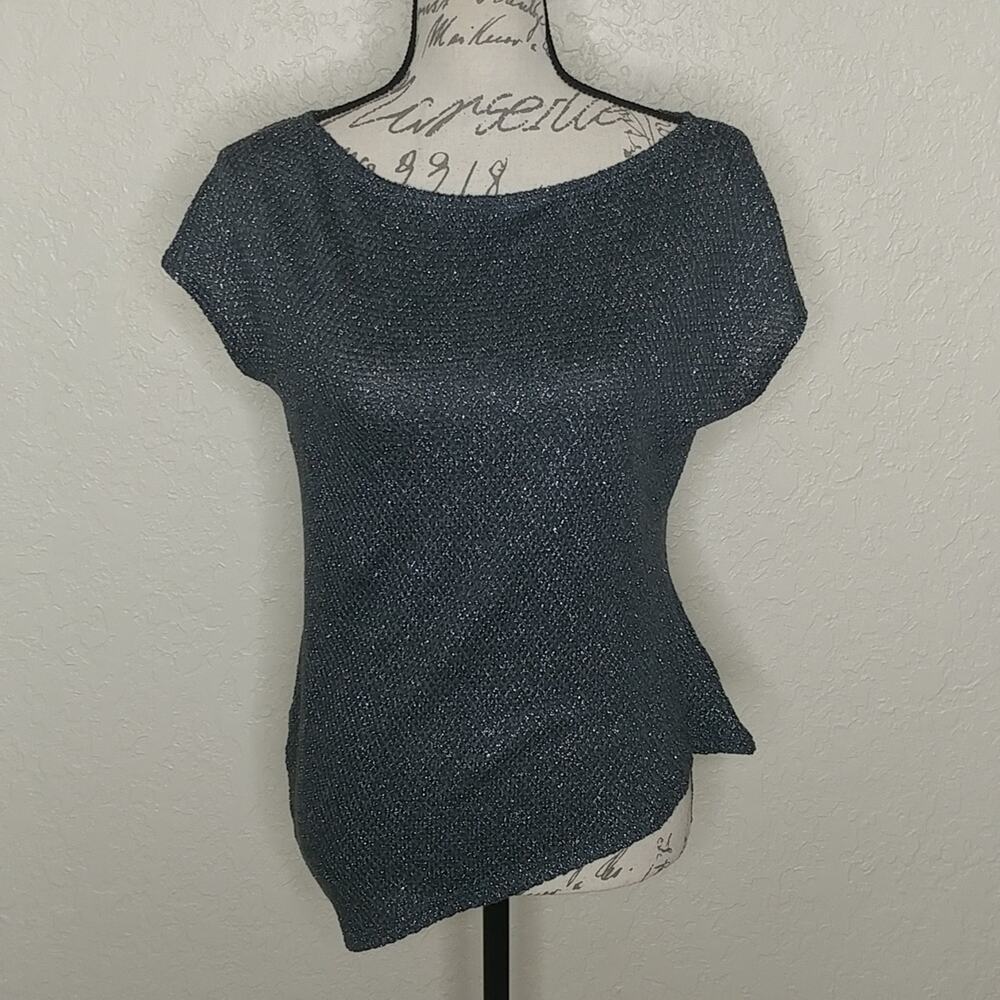 Stella & Dot Metallic Detail Asymmetrical Hem Top Size S